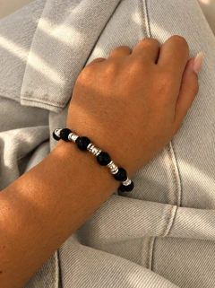 PULSERA BLACK AND SILVER CON MARINERO - PLATA - Hosanna Joyas