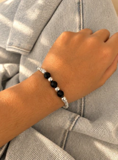 PULSERA COREANA BLACK CON MARINERO - PLATA - tienda online