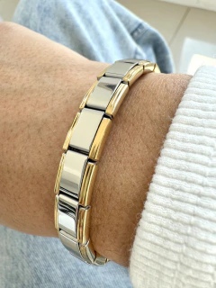 PULSERA ITALIANA COMBINADA - ACERO QUIRÚRGICO Y ACERO DORADO en internet