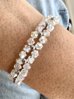 Imagen de PULSERA ROXI DOBLE TRANSPARENTE - ACERO QUIRÚRGICO