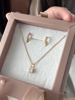 SET CUADRADO SHINE/JIMENA - ENCHAPADO EN ORO - Hosanna Joyas