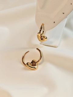 ARGOLLAS ANNE CORAZON - ACERO DORADO - Hosanna Joyas