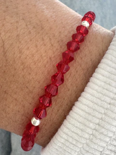 PULSERA ROXI ROJA BOLITAS - PLATA - tienda online