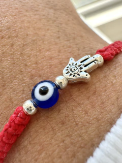 PULSERA AJUSTABLE PROTECCIÓN AZUL - ACERO BLANCO en internet