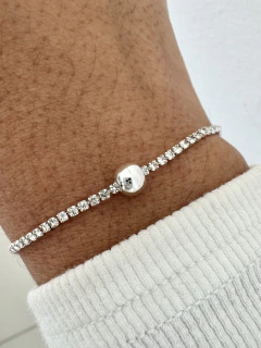 PULSERA AJUSTABLE SHINEBALL - ACERO BLANCO - tienda online