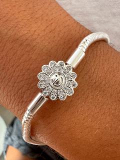 PULSERA HAPPY FLOWER (ESTILO PANDORA) - ACERO BLANCO