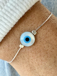 PULSERA OJI SKY BLUE - PLATA - Hosanna Joyas