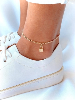TOBILLERA PADLOCK - ACERO DORADO