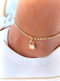 TOBILLERA PADLOCK - ACERO DORADO - comprar online