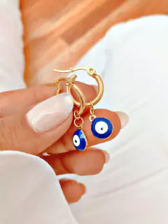 ARGOLLAS OJITO AZUL - AC DORADO - comprar online