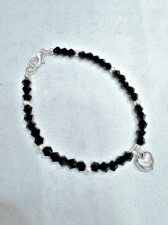 PULSERA PENDANT HEART NEGRO - AB - Hosanna Joyas