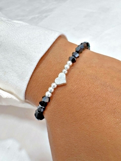 PULSERA ACRILIC CORAZON NEGRO - AB