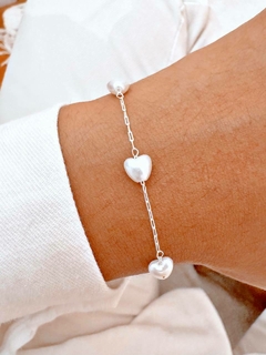 PULSERA HEART PEARLS - AB