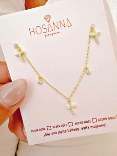 PULSERA CRUCES - PL GOLD - Hosanna Joyas