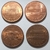 Lote 4 Moedas USA 1 Cent Diversas