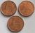 Lote com 3 moedas 1 centavo real - 2002, 2003 e 2004