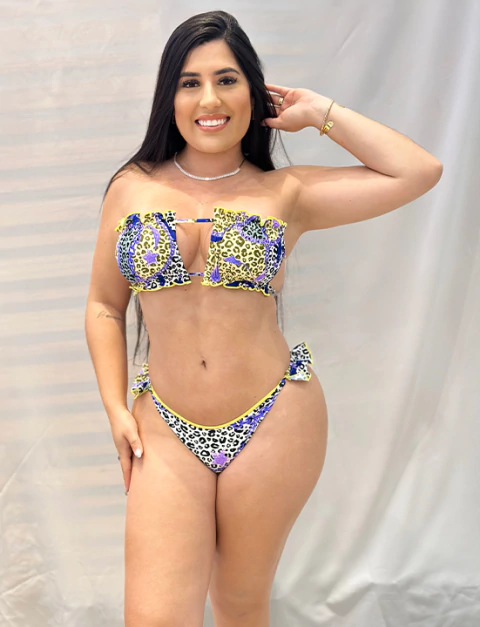 Biquíni Cortininha Quadrado Oncinha | LC362