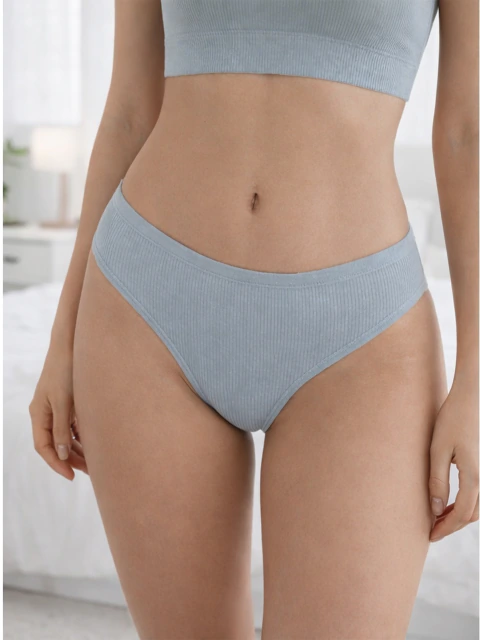 Kit 12 Peças - Calcinha Tanga Canelada | 7825