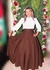 Conjunto saia godê marrom e blusa Brenda