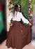 Conjunto saia godê marrom e blusa Brenda - comprar online