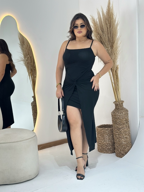 Vestido canelado amarração - comprar online