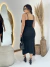 Vestido canelado amarração na internet