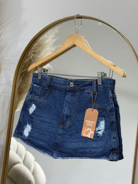 Short saia jeans desfiado Debora