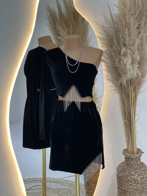 Conjunto veludo franjas - comprar online