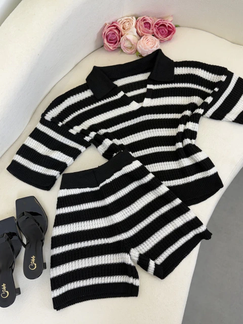 Conjunto tricot gola polo