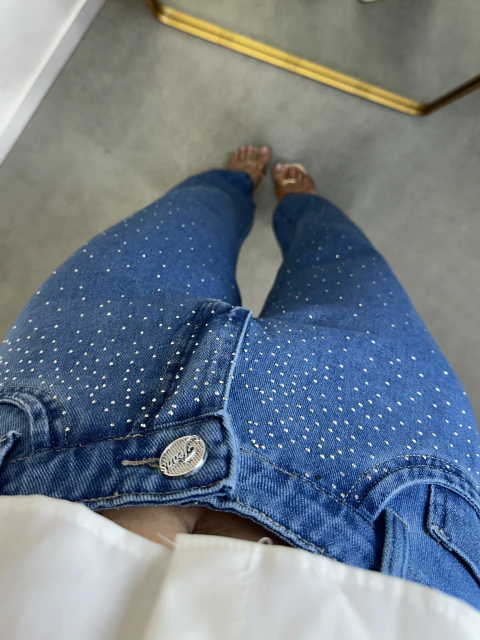 Calça Jeans Wide Leg Brilho Sereia