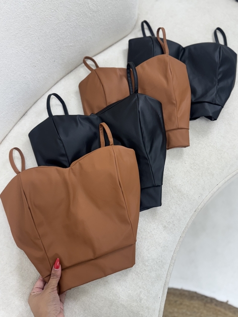 Cropped couro pu Malu - comprar online