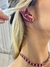 Conjunto brinco ear cuff mle colar riviera 03 pontas no fúcsia semijoia rodio branco - Vi Semi joias