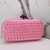 Clutch Trançada Rosa Claro - Fecho Grafite