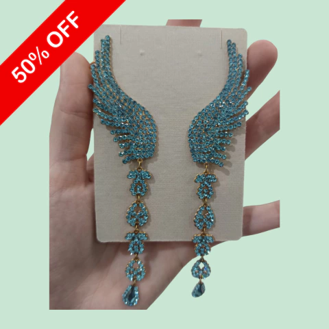 Brincos Ear Cuff Asas Alongado – Base Dourada - Vi Semi joias