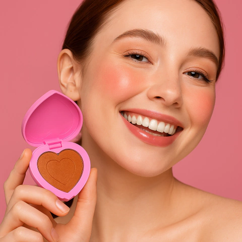 (HBF1002-6) Rubor compacto Shy Cheeks DOPAMINE WARM EMBRACE - RUBY ROSE - comprar online