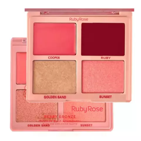 (HB1001-2) Paleta de rubor & iluminador BERRY BRONZE - RUBY ROSE - comprar online
