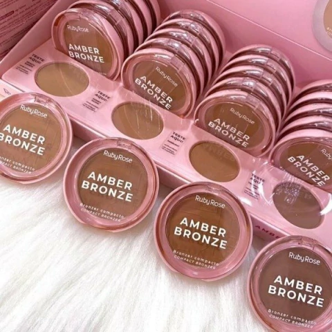 (HB-M202X12) Set de 12 Amber Bronzers en polvo tono TROPICAL TAN - RUBY ROSE - comprar online