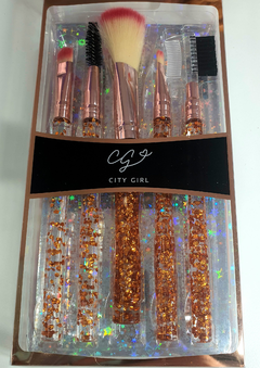 SZ-126 D Set de 5 Brochas CITY GIRL con glitter DORADO