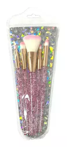 Set de 5 brochas ROSA nuevas mango glitter - Mibú Makeup
