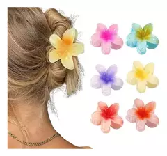 SET de 6 broches FLOR HAWAIANA colorida para pelo