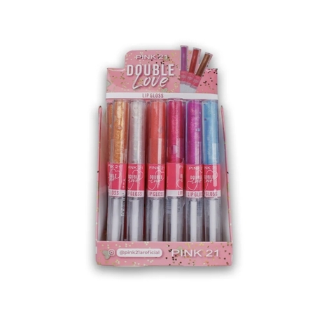 (CS4031X12) Set de 12 Gloss duo DOUBLE LOVE efecto glitter - Pink 21