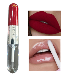 (CS4228-4) - Labial líquido + Gloss transparente Duo Lips TONO 4 - PINK 21