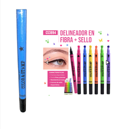(CS3894-A) Delineador NEGRO + SELLO estrella azul - PINK 21