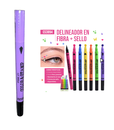 (CS3894-Vi) Delineador NEGRO + SELLO triángulo violeta - PINK 21