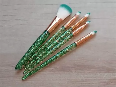 Set de 5 brochas verde nuevas mango glitter - comprar online