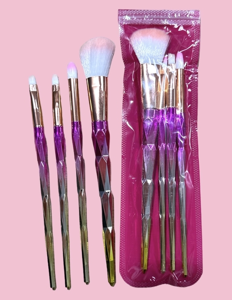 Set 4 brochas UNICORNIO rosa/dorado