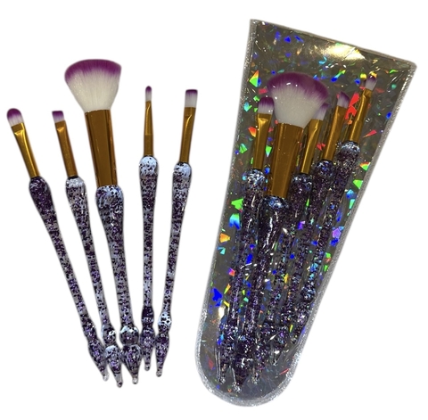 Set de 5 brochas VIOLETA nuevas mango glitter - comprar online