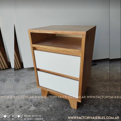 Mesa de Luz Nordica Enchapado Paraiso Laqueado Poliuretanico Semi Mate Modelo Lyon Factory Muebles