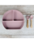 Plato de silicona + cuchara y tenedor - Rosa blush