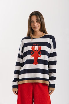 Sweater CRAB Azul y Beige - Transferencia $47.025 en internet